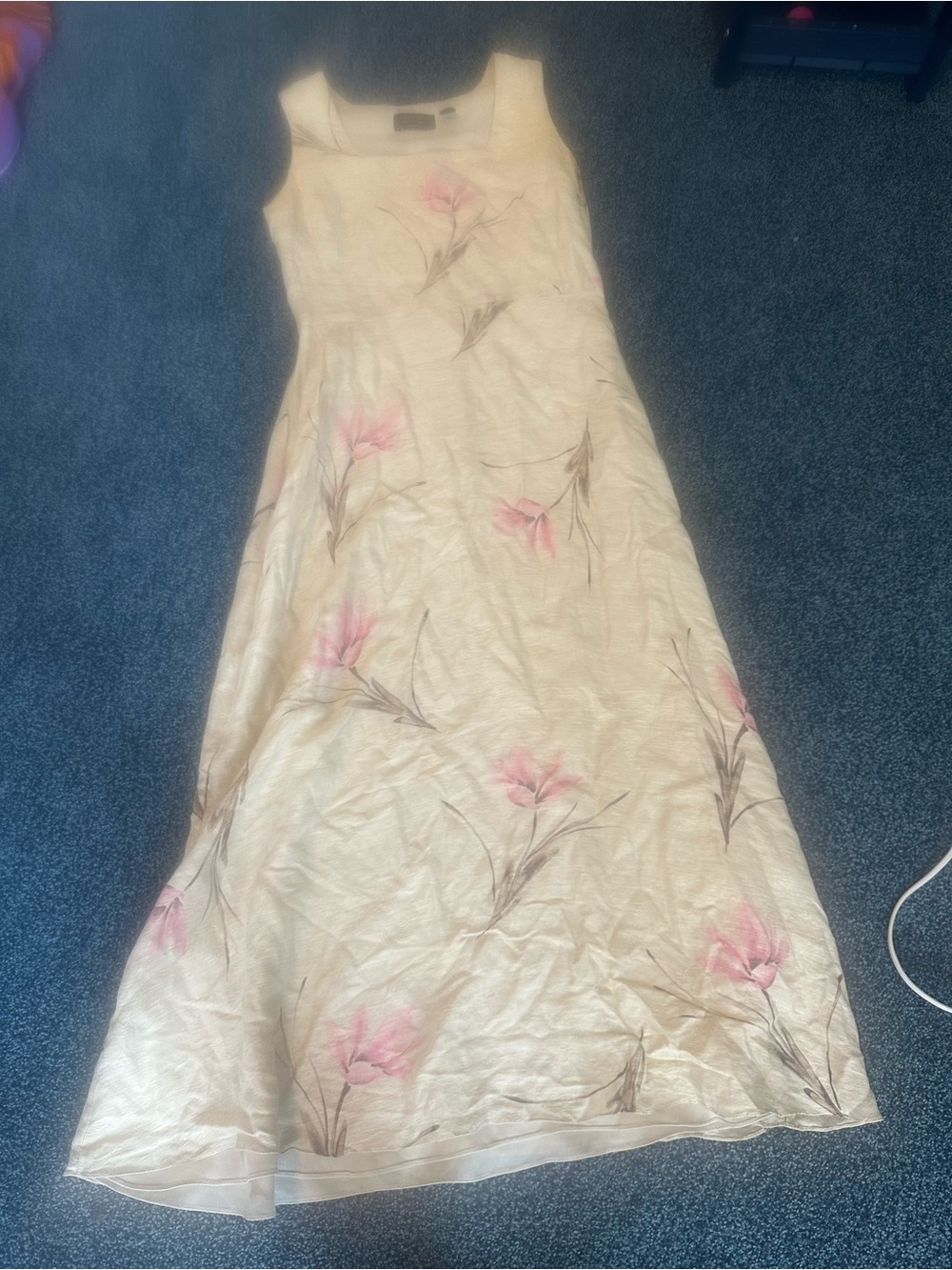 Dana Buchman dress size 10 silk linen blend lined pretty floral print